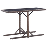 Garden Table Brown 110x53x72 cm Glass and Poly Rattan 46453