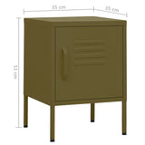 Nightstand Olive Green Steel 35 x 35 x 51 cm Nightstand Square 336207