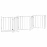 Dog Gate with Door Foldable 15 Panels White 750 cm Poplar Wood 3155705