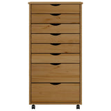 Rolling Cabinet Honey Brown Solid pine wood, engineered wood, plastic 355897
