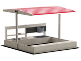 Kids Wooden Sandbox w/ Canopy, Kitchen Toys, Seat, Storage, for Ages 3-7 Years T3398P554176