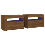 ZNTS Bedside Cabinets 2 pcs with LEDs Brown Oak 60x35x40 cm 3144974