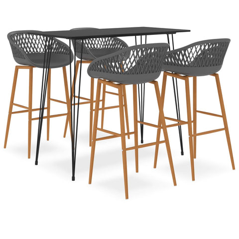 5 Piece Bar Set Black and Grey 3057380