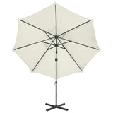 Cantilever Garden Parasol with Pole and LED Lights Sand 300 cm 312328