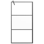 Walk-in Shower Wall 100x195 cm Half Frosted ESG Glass Black 151874