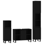 ZNTS 3 Piece Bathroom Furniture Set Black Engineered Wood 3190308