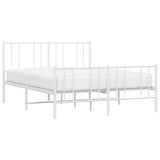 Metal Bed Frame without Mattress with Footboard White 120x190cm 352544