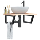 Basin Shelf Wall Mounted Steel and Solid Wood Oak 3302595