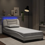 Bed Frame with LED without Mattress "Hvar" White 90x190 cm 3213900