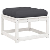 Garden Footstool with Cushions White Solid Wood Pine 844700