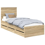 Bed Frame with Drawer Sonoma Oak 75 x 190 cm Engineer Wood 3410758