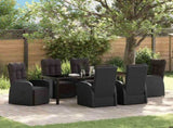 Garden Dining Set with Cushion 7 pcs Black Poly Rattan 3379532