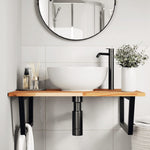 Basin Shelf Wall Mounted Steel and Solid Wood Acacia 3302923