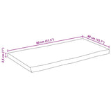 Table Top Live Edge 80x40x2.5 cm Solid Wood Rough Mango 370658
