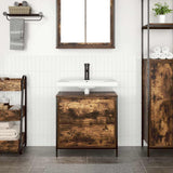 Bathroom Basin Cabinet with Drawers Smoked Oak 60x34.5x60 cm 861884