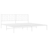 Metal Bed Frame without Mattress with Headboard White 200x200cm 374493