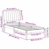 Bed Frame with Headboard White 75 x 190 cm Solid Pine Wood 878933