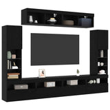 TV Cabinet Set Wall-mounted 6 pcs Black oak Engineered wood 3334382
