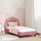 Children's Bed Frame with Headboard Pink 80 x 160 cm Velvet 42010904