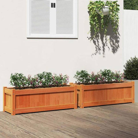 Garden Planters 2 pcs Wax Brown Solid Wood Pine 837454