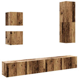 5 Piece TV Cabinet Set Wall-mounted Old Wood Engineered Wood 3328999