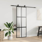 Sliding Door with Hardware Set Black 76x205 cm Tempered Glass 3375880