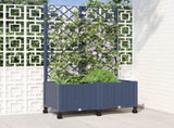 Garden Planter with Trellis&Wheels Blue Grey 80 x 40 x 146 cm 3422971