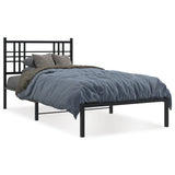 Metal Bed Frame without Mattress with Headboard Black 90x190cm 376316