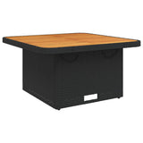 Garden Table Black 80x80x71 cm Poly Rattan and Acacia Wood 368269