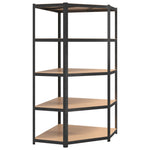5-Layer Heavy-duty Corner Shelf Grey Steel&Engineered Wood 152881