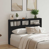 Headboard Cabinet with LED Black Oak 160x17x102 cm 863133