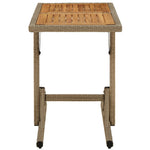 Garden Table Beige Solid Wood Acacia and Poly Rattan 316801