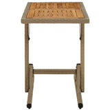 Garden Table Beige Solid Wood Acacia and Poly Rattan 316801