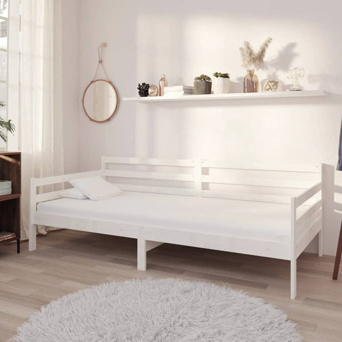 ZNTS Day Bed without Mattress White Solid Wood Pine 90x200cm 806936