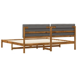 Bed Frame with Upholstered Headboard Natural and Light Grey 3405072