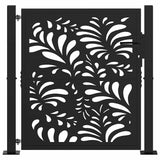 ZNTS Garden Gate Black 105x106 cm Steel Wave Design 4100969