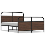 Metal Bed Frame without Mattress Brown Oak 140x200 cm 3318662