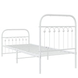 Metal Bed Frame without Mattress with Footboard White 75x190cm 376657