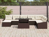 Sofa Set with Cushion 9 pcs Brown and Cream Poly Rattan 3349054
