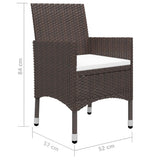 Garden Dining Set Poly rattan Brown, Cushion Cream white 3095912