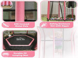 Kids Trampoline Mini Bouncer with Enclosure Safety Net For Ages 3-10 Years - Pink T3398P348058