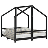 Kids Bed Frame Black 2x cm Solid Wood Pine 3200597
