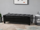 PU Leather Storage Ottoman Bench Storage Chest Tufted Ottoman Cube w/ Flipping Top 92L x 40W x 40H T3398P328175