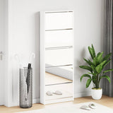 Shoe Cabinet 5-Layer Mirror White 63x17x169.5 cm 273938