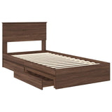 Storage Bed with Drawer Brown Oak 100 x 200 cm Engineered Wood 3410832
