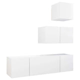 4 Piece TV Cabinet Set White Engineered Wood 3078734