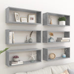 Wall Cube Shelf 6 pcs Concrete Grey 60x15x23 cm Engineered Wood 807147