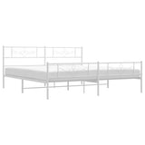 Metal Bed Frame without Mattress with Footboard White 193x203cm 355340