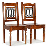 Dining Chair Set of 2 Honey-coloured Solid acacia wood 245644