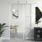 Sliding Door White 90x205 cm Tempered Glass and Aluminium 155217